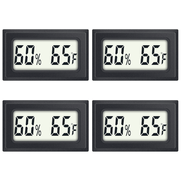 Reptile Thermometer 4-Pack Mini Digital Humidity Temperature Meters Gauge Indoor Hygrometer Thermometer  Wiht ℉ for Humidors Greenhouse Garden Cellar Closet Guitar Case