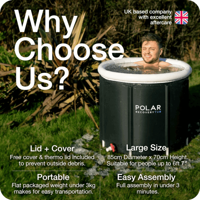 Polar Ice Bath Recovery Tub / 370L Portable Ice Bath for Cold Water Therapy Training/An Ice Bathtub for Athletes - Adult Spa for Ice Baths and Soaking - Outdoor Cold Plunge Tub (Black) - Image 2