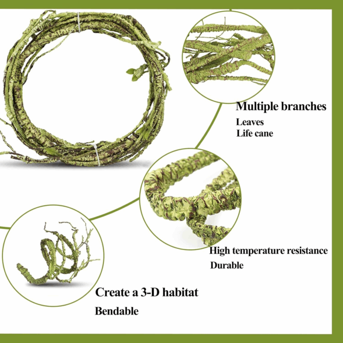 Reptile Vines, Flexible Jungle Climbing Vines Terrarium Plastic Plants and Leaves Tank Accessories Decor for Gecko Snake Lizard Bearded Dragon Hermit Crab Frog - Image 3
