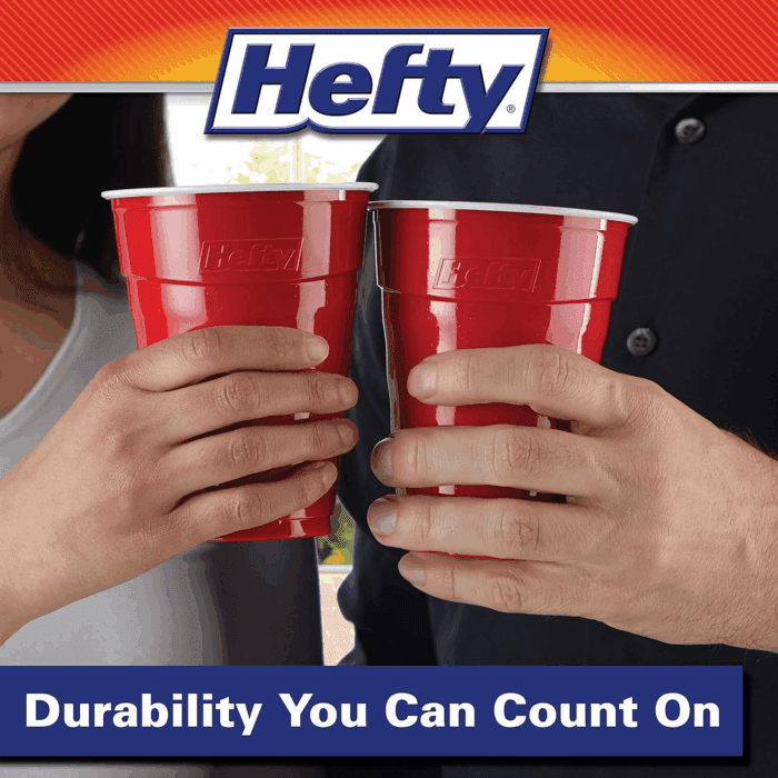 Party on Red Plastic Cups, Disposable Plastic Party Cups for Easy Cleanup and Large Gatherings, Red Cups for Bbqs, Birthdays, Parties, and More, 18 Ounce, 50 Count - Image 6