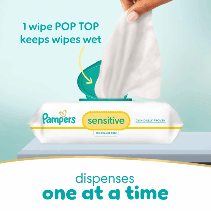 Sensitive Baby Wipes, Water Based, Hypoallergenic and Unscented, 8 Flip-Top Packs, 4 Refill Packs (1008 Wipes Total) - Image 10