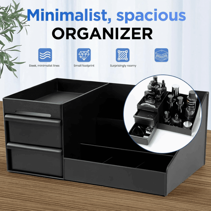Mens Organizer,Perfume Organizer,Cologne Stand,Cologne Shelf,Perfume Stand,Bathroom Countertop Storage,Shelf for Bathroom Counter,Mens Dresser,Men Bedroom,Birthday Gifts for Men(Black) - Image 2