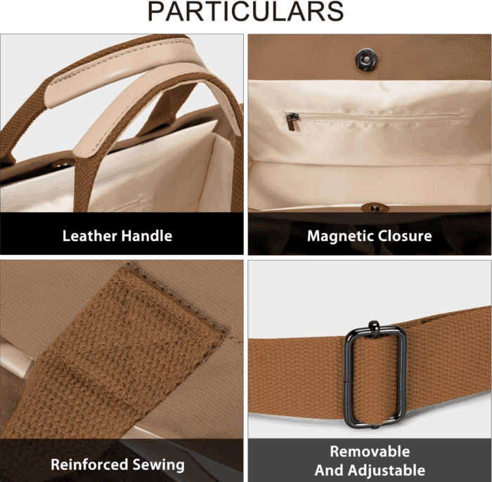 Tote Bags for Women Canvas Tote Purse Crossbody Bags with Pockets Top Handle Shoulder Handbags Satchel Bags for Women - Image 5