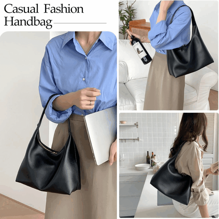 Leather Hobo Bags for Women Small Soft Shoulder Purse Slouchy Tote Handbags with Double Zipper Design 2025 - Image 5