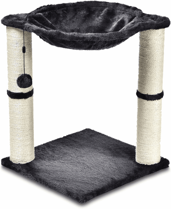 Cat Tower - Indoor Cat & Kittens Hammock Tower with Scratching Posts and Dangling Ball, (19.7"H) - Gray