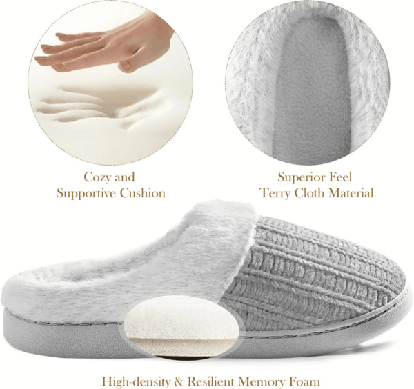 Womens Memory Foam Fuzzy Slippers Knitted House Slippers for Women Comfy Slip-On Warm House Shoes - Image 5