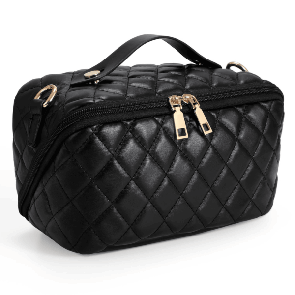 2 in 1 Crossbody Makeup Bag,Large Capacity Luxury Leather Cosmetic Bag for Travel