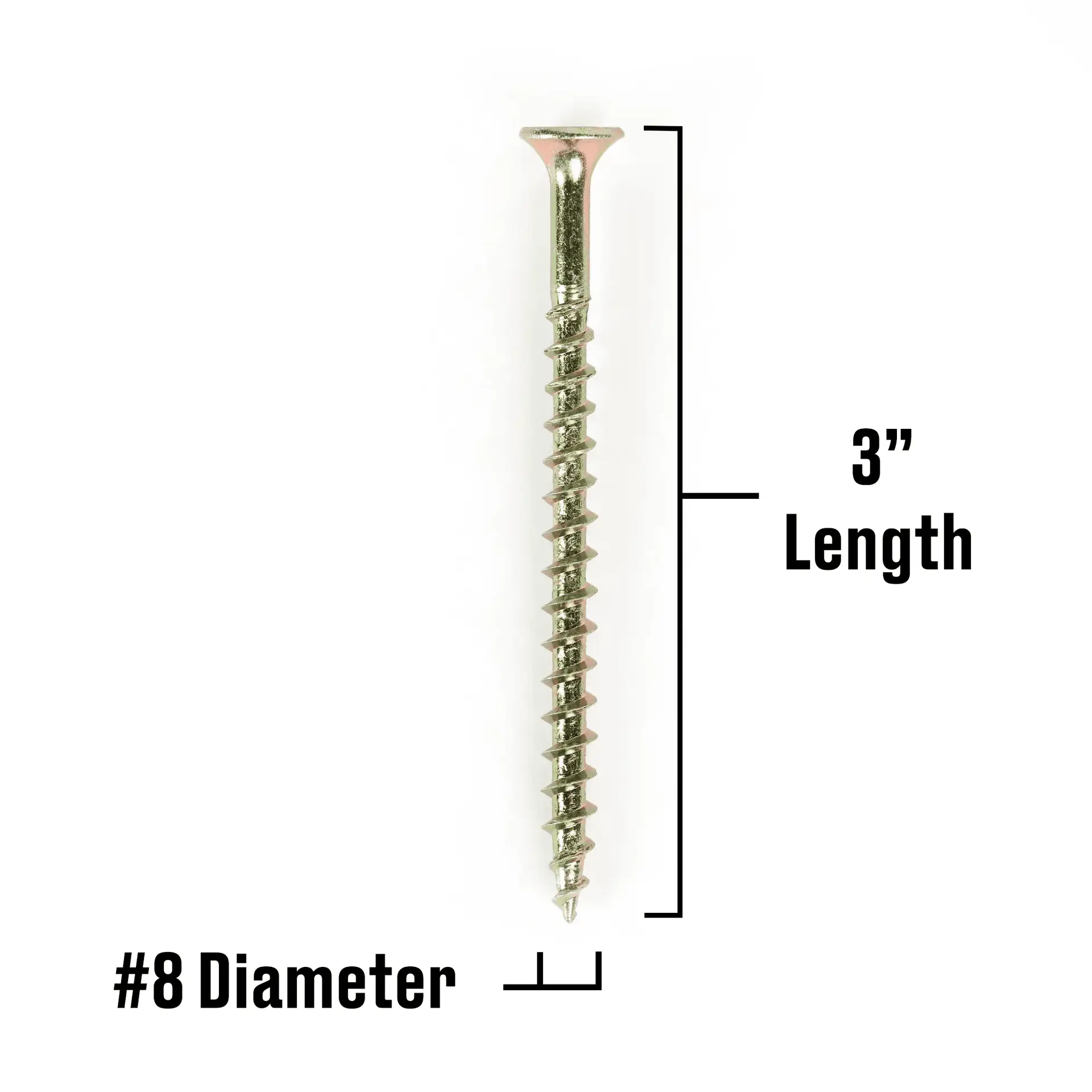 Fas-N-Tite Interior Wood Screws, 8 X 3", Zinc Plated, Steel - Image 3