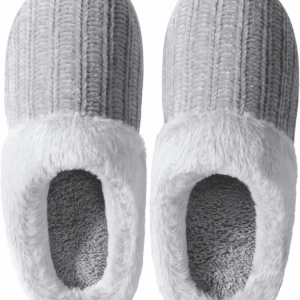 Womens Memory Foam Fuzzy Slippers Knitted House Slippers for Women Comfy Slip-On Warm House Shoes