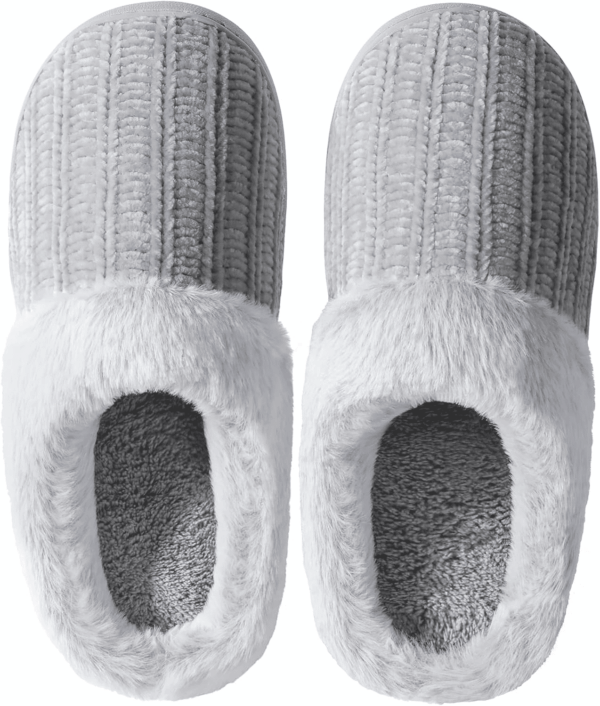 Womens Memory Foam Fuzzy Slippers Knitted House Slippers for Women Comfy Slip-On Warm House Shoes