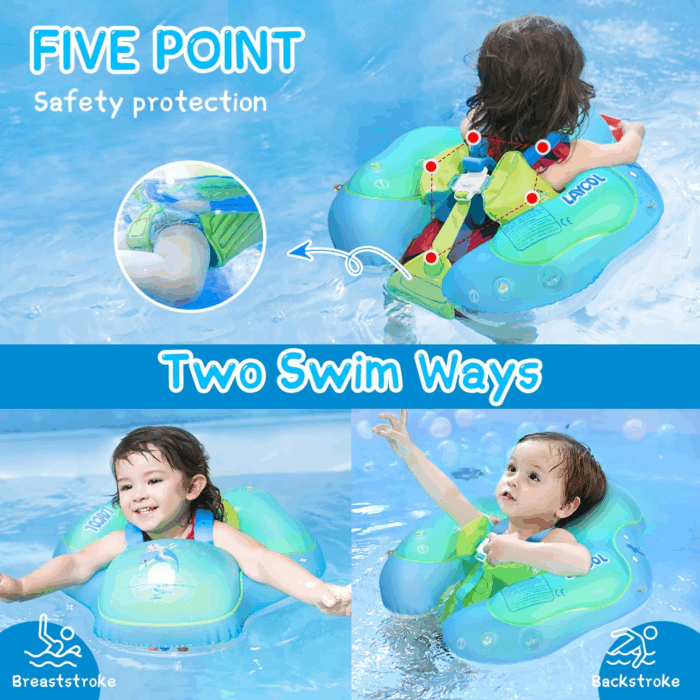 Baby Swimming Float with UPF50+ Sun Canopy Baby Floats for Pool No Flip Overbaby Pool for Baby Age of 3-36 Months - Image 6