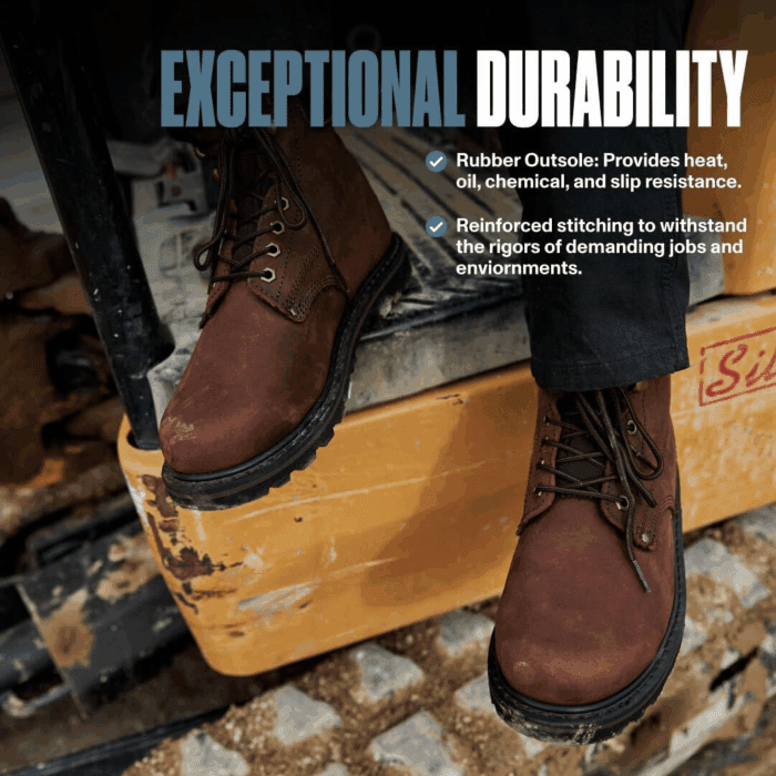 Work Boots for Men Soft Toe – 6Inch Leather Boots for Construction Rubber Sole Working Botas De Trabajo Para Hombre, “Tank” Workboots - Image 5