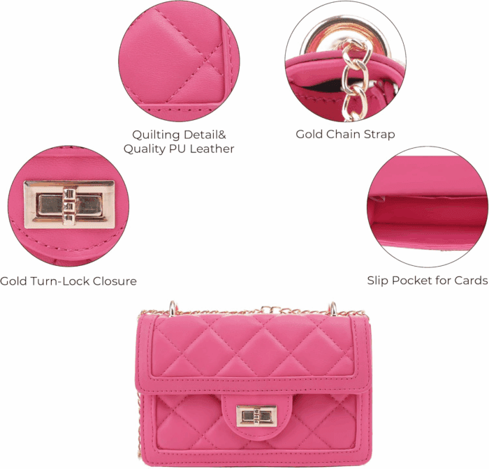 Small Quilted Crossbody Bag, Trendy Designer Mini Shoulder Bag, Phone Wallet Purse for Women - Image 2