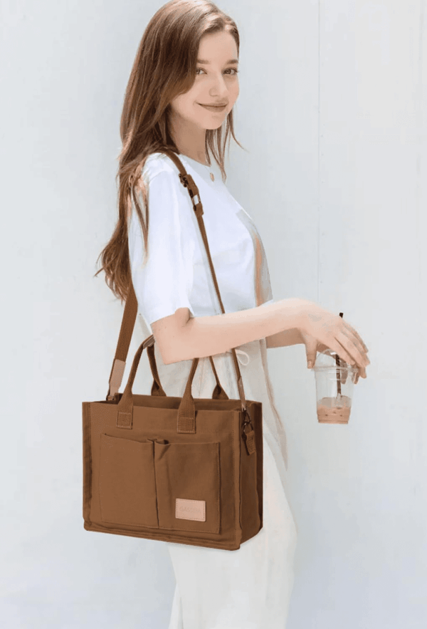 Tote Bags for Women Canvas Tote Purse Crossbody Bags with Pockets Top Handle Shoulder Handbags Satchel Bags for Women - Image 6