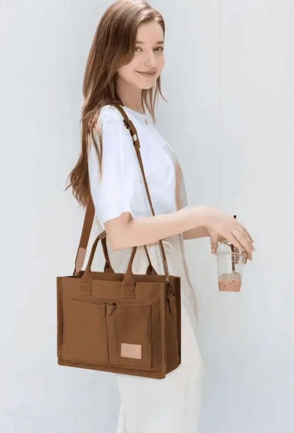 Tote Bags for Women Canvas Tote Purse Crossbody Bags with Pockets Top Handle Shoulder Handbags Satchel Bags for Women - Image 6