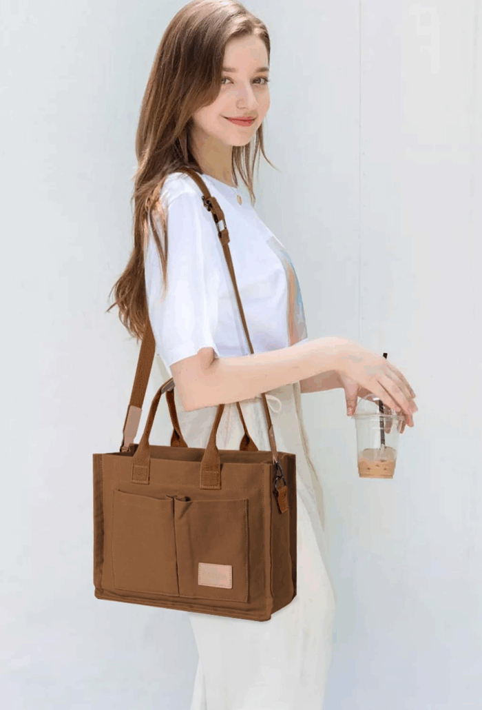 Tote Bags for Women Canvas Tote Purse Crossbody Bags with Pockets Top Handle Shoulder Handbags Satchel Bags for Women - Image 6