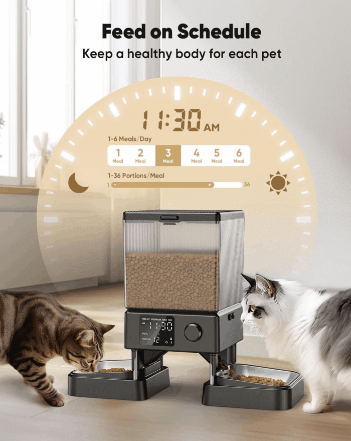 Automatic Cat Feeder for 2 Cats, 20 Cups/5L Automatic Cat Food Dispenser for Small Pets Indoor, Timed Cat Feeder for Dry Food - Image 7