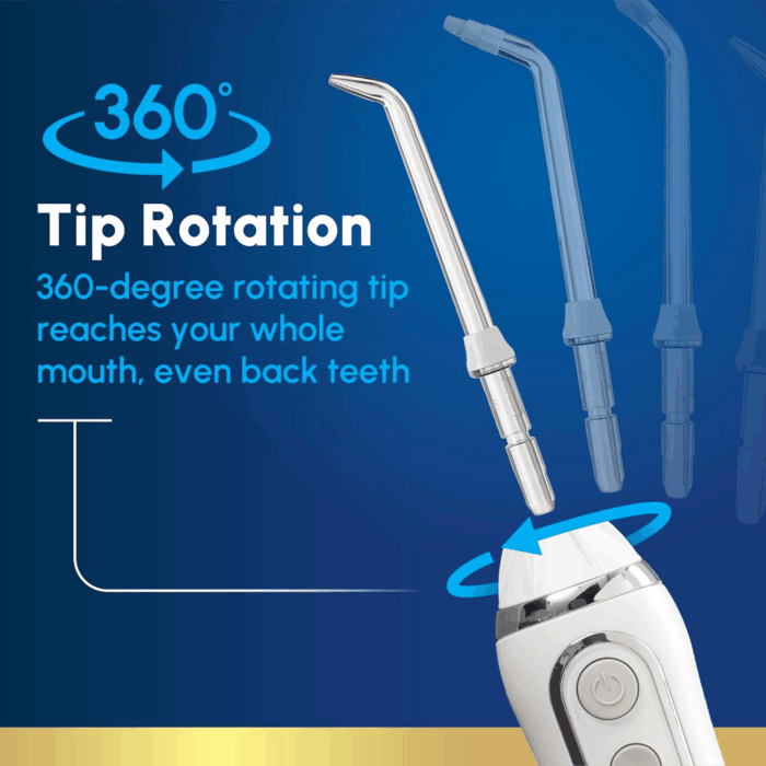 Cordless Advanced 2.0 Water Flosser for Teeth, Gums, Braces, Dental Care with Travel Bag and 4 Tips, ADA Accepted, Rechargeable, Portable, and Waterproof, White WP-580, Packaging May Vary - Image 6