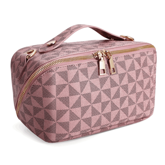 2 in 1 Crossbody Makeup Bag,Large Capacity Luxury Leather Cosmetic Bag for Travel - Image 10