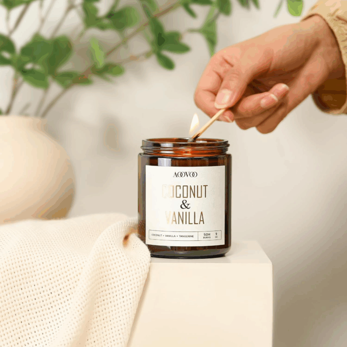 Coconut Vanilla Candles - Vanilla Candle, Scented Candles, Soy Candles, Aromatherapy Candle, Soy Wax Candle, Candle for Home Scented, 9Oz - Image 5