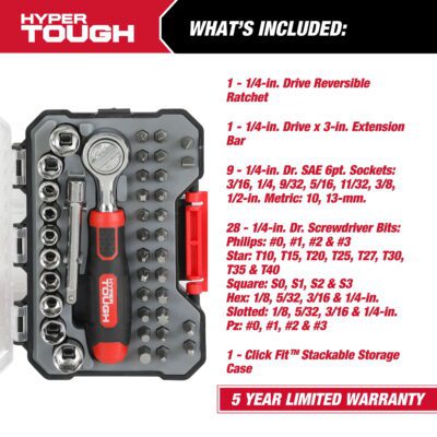40-Piece Socket and Bit Set in Click Fit Case - Image 6