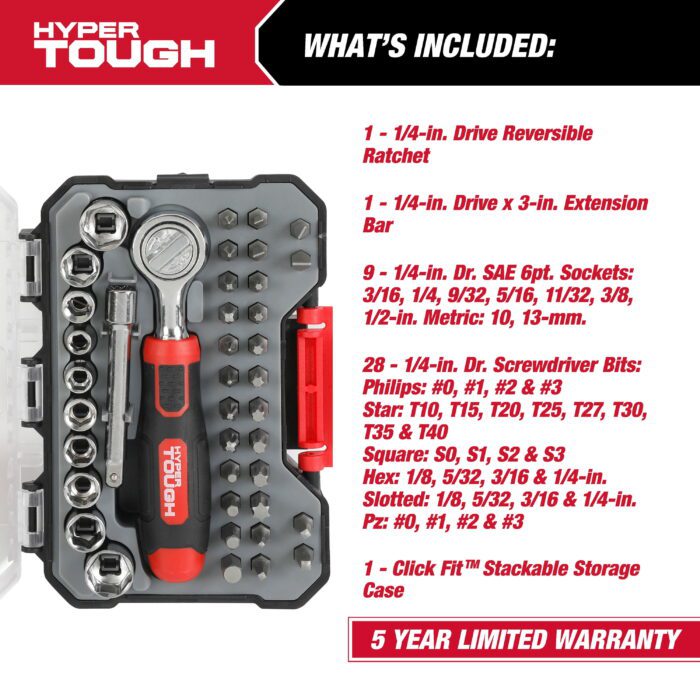 40-Piece Socket and Bit Set in Click Fit Case - Image 6