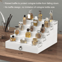Cologne Organizer for Men, 5 Tier White Cologne Shelf, Perfume Stand with Drawer and Hidden Compartment Perfume Display Holder - a Gift for Men - Image 5