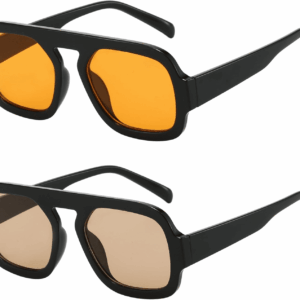 Trendy Square Aviator Sunglasses for Women Flat Top Designer Stylish Frame Sun Glasses Vintage Shades