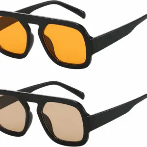 Trendy Square Aviator Sunglasses for Women Flat Top Designer Stylish Frame Sun Glasses Vintage Shades