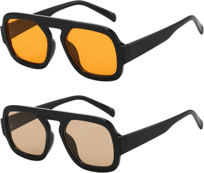 Trendy Square Aviator Sunglasses for Women Flat Top Designer Stylish Frame Sun Glasses Vintage Shades
