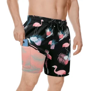 Men'S Swim Trunks Board Shorts Quick Dry Mens Swimming Trunks with Compression Liner
