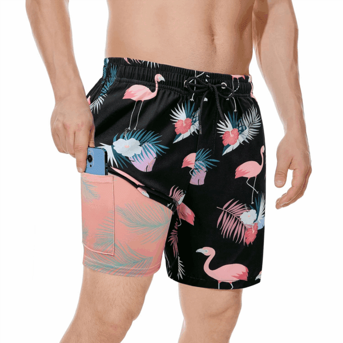 Men'S Swim Trunks Board Shorts Quick Dry Mens Swimming Trunks with Compression Liner