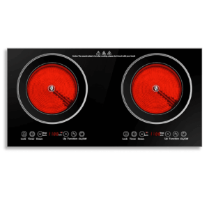 Electric Ceramic Cooktop,26.8 Inch 2 Burners Built-In Countertop Burners Cooker,2200W Electric Stove,11 Power Levels, Kids Lock & Timer,Led Touch Control,Overheat