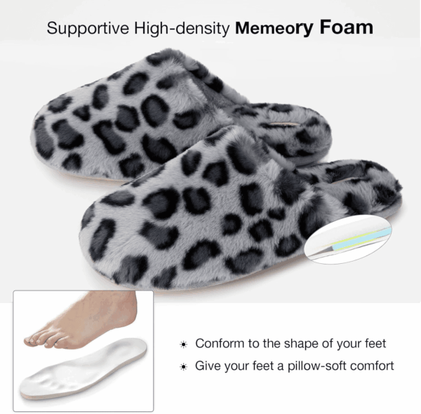 Women'S Fuzzy Scuff Slippers Soft Comfy Memory Foam Non-Slip Indoor House Shoes - Image 5