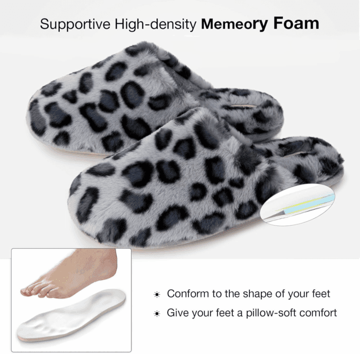 Women'S Fuzzy Scuff Slippers Soft Comfy Memory Foam Non-Slip Indoor House Shoes - Image 5