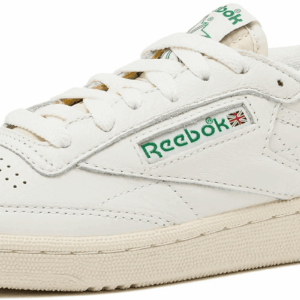 Club C 85 Vintage Tennis Sneakers, Casual White Womens Shoes, Chalk/Alabaster/Glen Green, 8