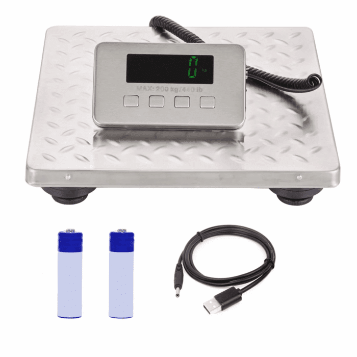 440Lbs X 0.1 Oz Digital Shipping Postal Scale Stainless Steel Large Platform Industrial Post Office Bathroom Pet Scale Heavy Duty with Rechargerable Battery