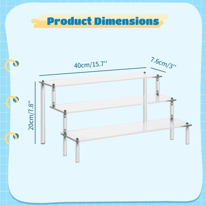 Acrylic Riser Display Shelf, Tabletop 3-Tier Display Riser Organizer, Countertop Display Stand, Large Showing Shelf for Display Cupcake/Perfume/Makeup Collection - Image 5