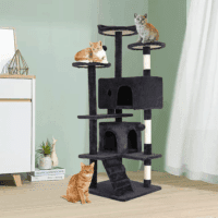54In Cat Tree Tower for Indoor Cats,Multi-Level Furniture Activity Center with Scratching Posts Stand House Condo Funny Toys Kittens Pet Play House,Dark Gray - Image 2
