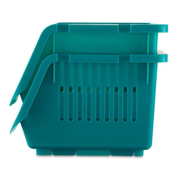Pen + Gear Stackable Polypropylene, Plastic Storage Bins, Emerald, 2 Count, All Ages - Image 5