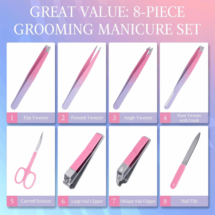 Precision Tweezers Nail Clippers Kit for Facial Hair, Lashes - Travel Case Included - Image 2