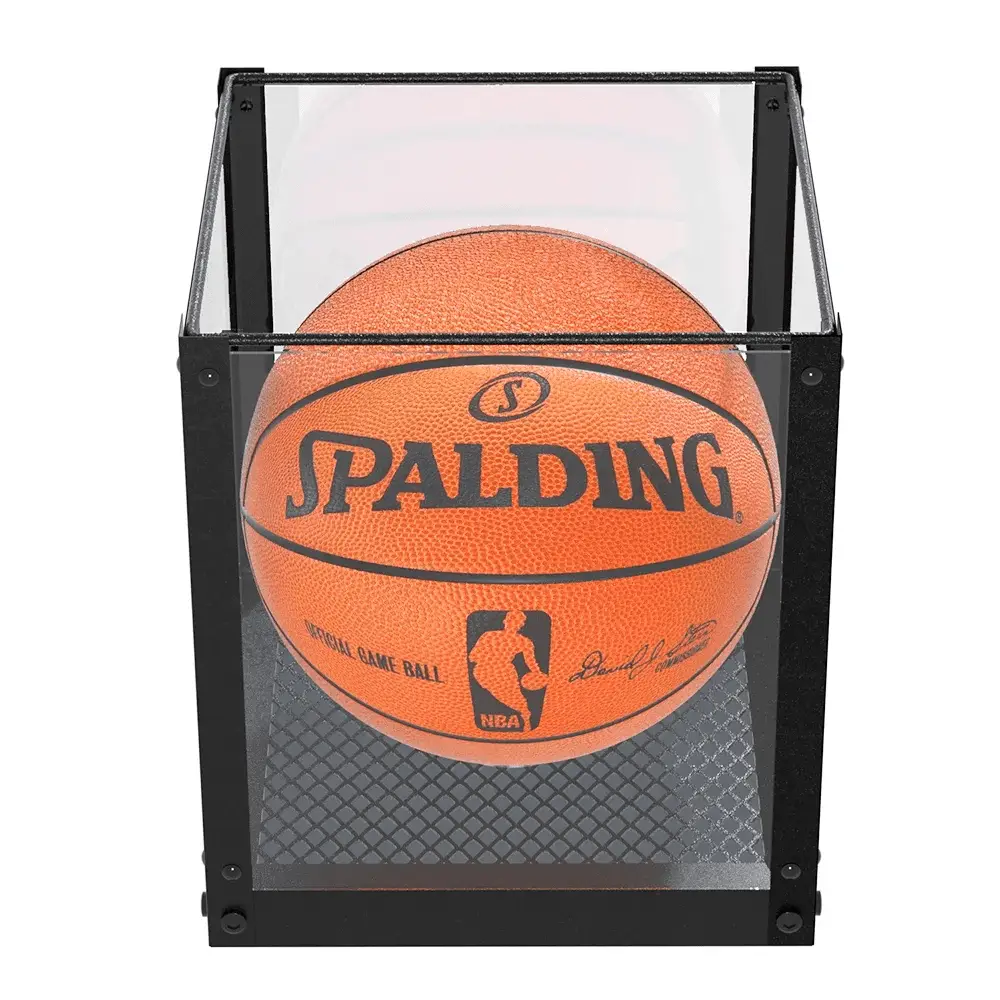 J JACKCUBE DESIGN Acrylic Basketball Display Case, Clear Display Box Showcase Holder with Metal Mesh Base for Autograph Football, Socerball, Volleyball Memorabilia Collectibles - MK633A - Image 3