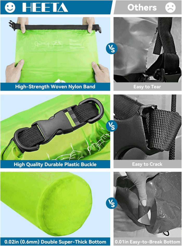 Dry Bag Waterproof for Women Men, 5L/10L/20L/30L/40L Roll Top Lightweight Dry Storage Bag Backpack with Phone Case for Travel, Swimming, Boating, Kayaking, Camping & Beach, 11 Transparent Colors - Image 4