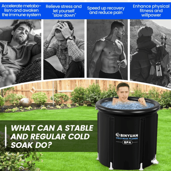 XL Ice Bath Tub for Athletes with Cover 99 Gal Cold Plunge Tub for Recovery, Multiple Layered Portable Ice Bath Plunge Pool Suitable for Gardens, Gyms and Other Cold Water Therapy Training - Image 4