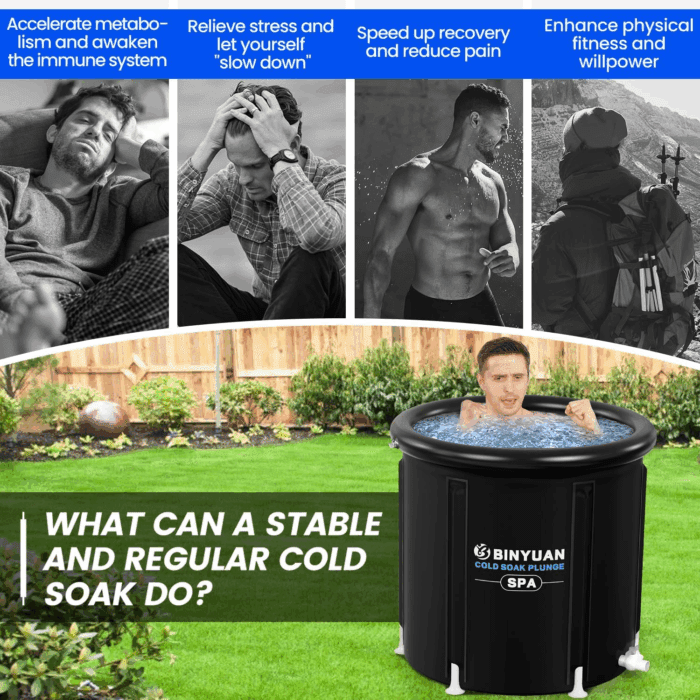 XL Ice Bath Tub for Athletes with Cover 99 Gal Cold Plunge Tub for Recovery, Multiple Layered Portable Ice Bath Plunge Pool Suitable for Gardens, Gyms and Other Cold Water Therapy Training - Image 4