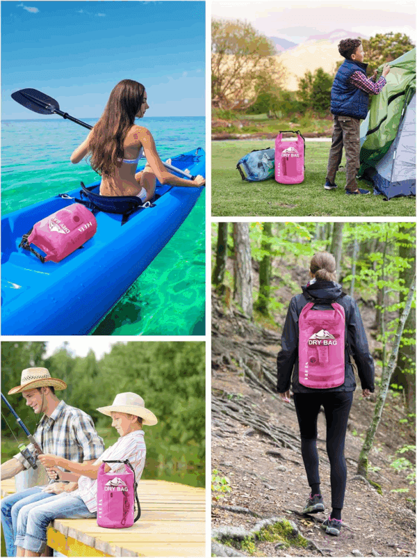 Dry Bag Waterproof for Women Men, 5L/10L/20L/30L/40L Roll Top Lightweight Dry Storage Bag Backpack with Phone Case for Travel, Swimming, Boating, Kayaking, Camping & Beach, 11 Transparent Colors - Image 6