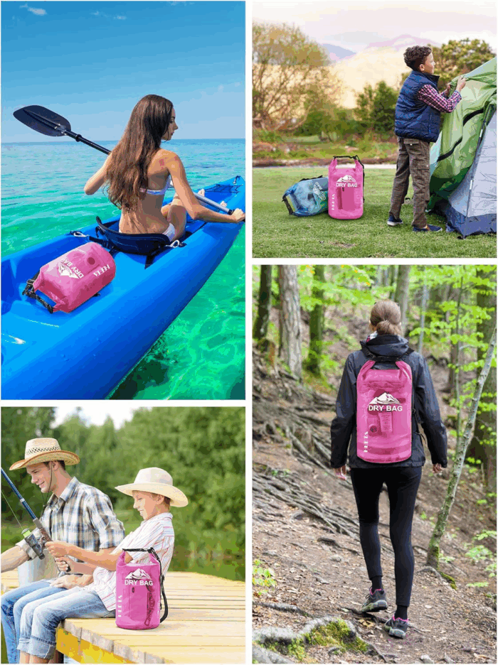 Dry Bag Waterproof for Women Men, 5L/10L/20L/30L/40L Roll Top Lightweight Dry Storage Bag Backpack with Phone Case for Travel, Swimming, Boating, Kayaking, Camping & Beach, 11 Transparent Colors - Image 6