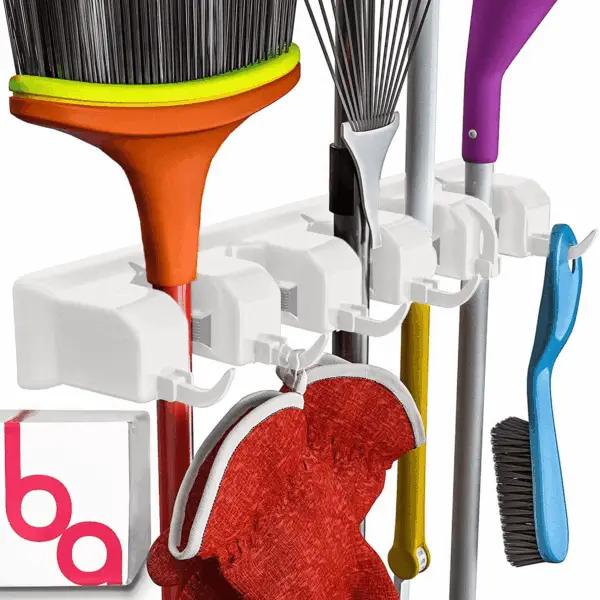 EXTRA GRIP Mop & Broom Holder Wall Mount - Wall Hanging Garden Tool & Utility Closet Organizer, Mop & Broom Hook, Broom Hanger Wall Mount, Mop Broom Organizer, Wall Mounted Broom Rack Mop Storage
