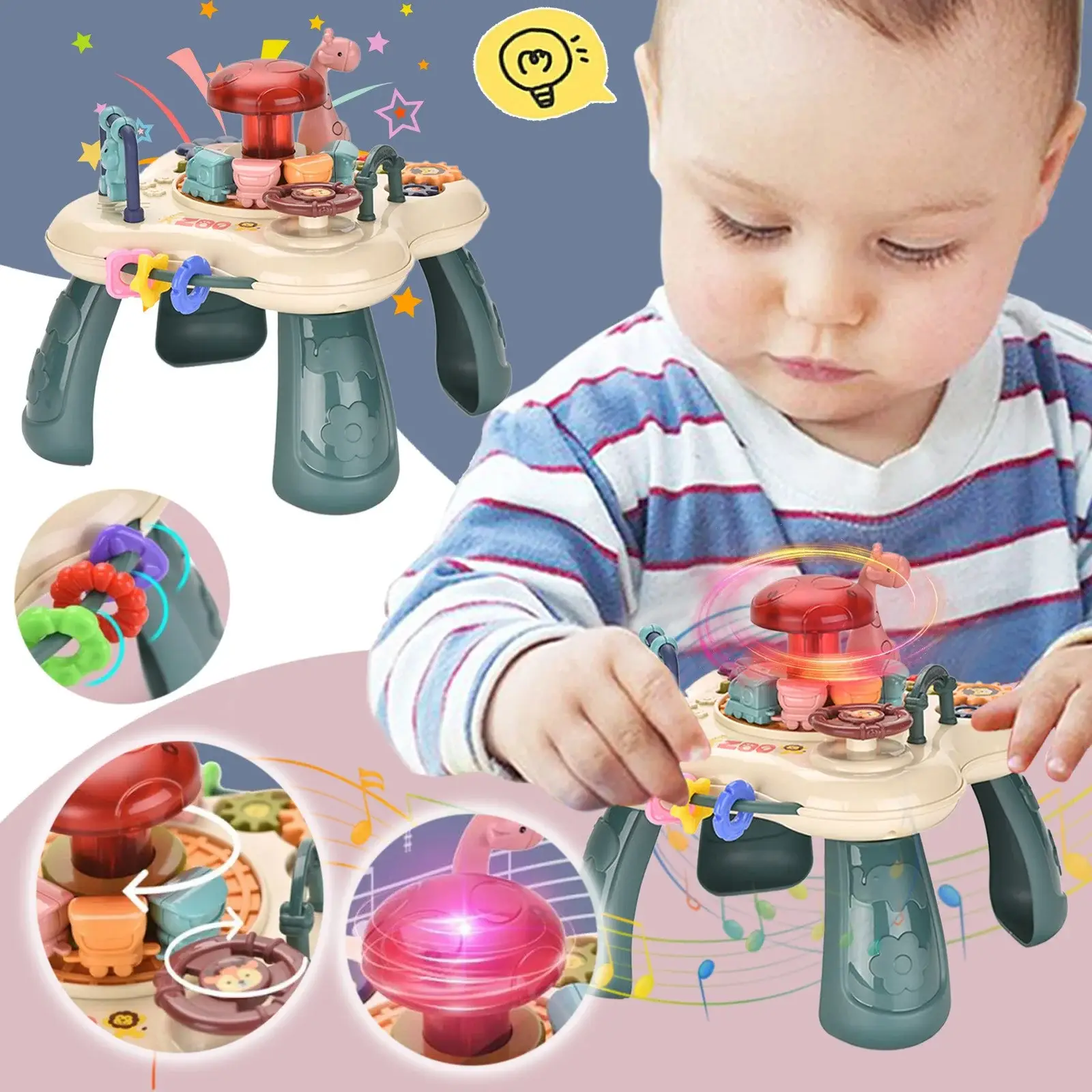 Baby Activity Table Center Learning Table - Educational Learning Musical Toys & Baby Standing Activity Center for Toddlers Sensory Game Table Parent Child Toys Gift for Boys Girls - Image 8