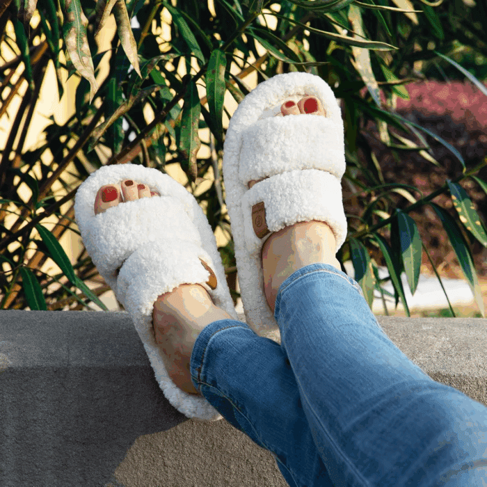 Womens Fuzzy Open-Toe Slippers Soft Comfy Memory Foam Indoor House Shoes - Image 2